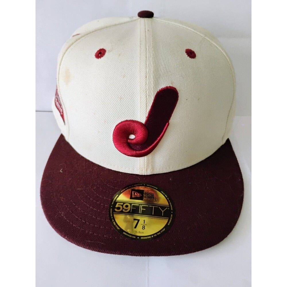New Era Buffalo Bisons 59Fifty Fitted Hat 7 1/8 Cream Maroon Gray UV MiLB Patch